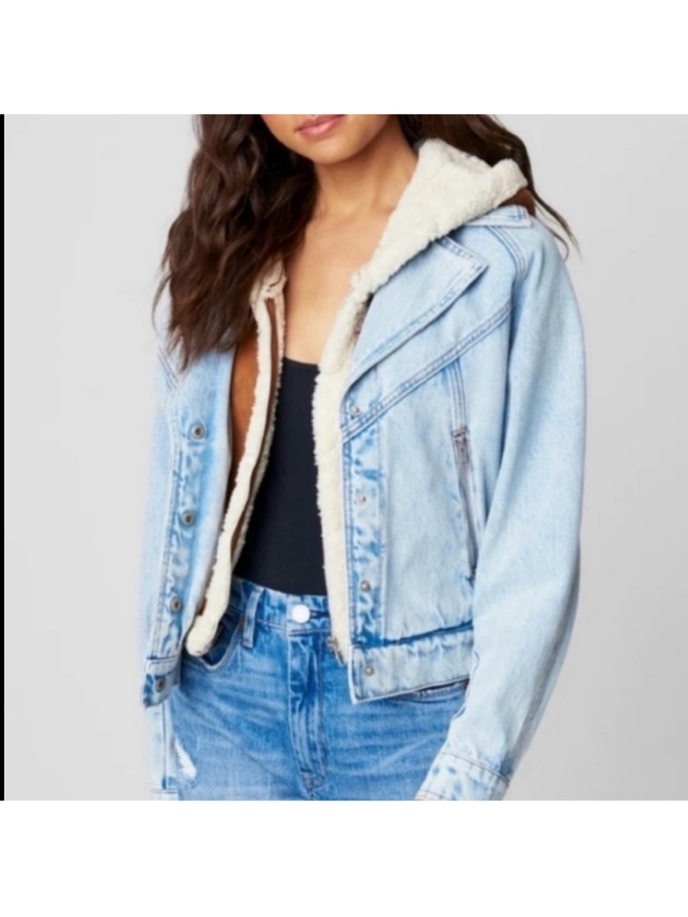 BLANKNYC Denim Jacket with Removable Sherpa Hood